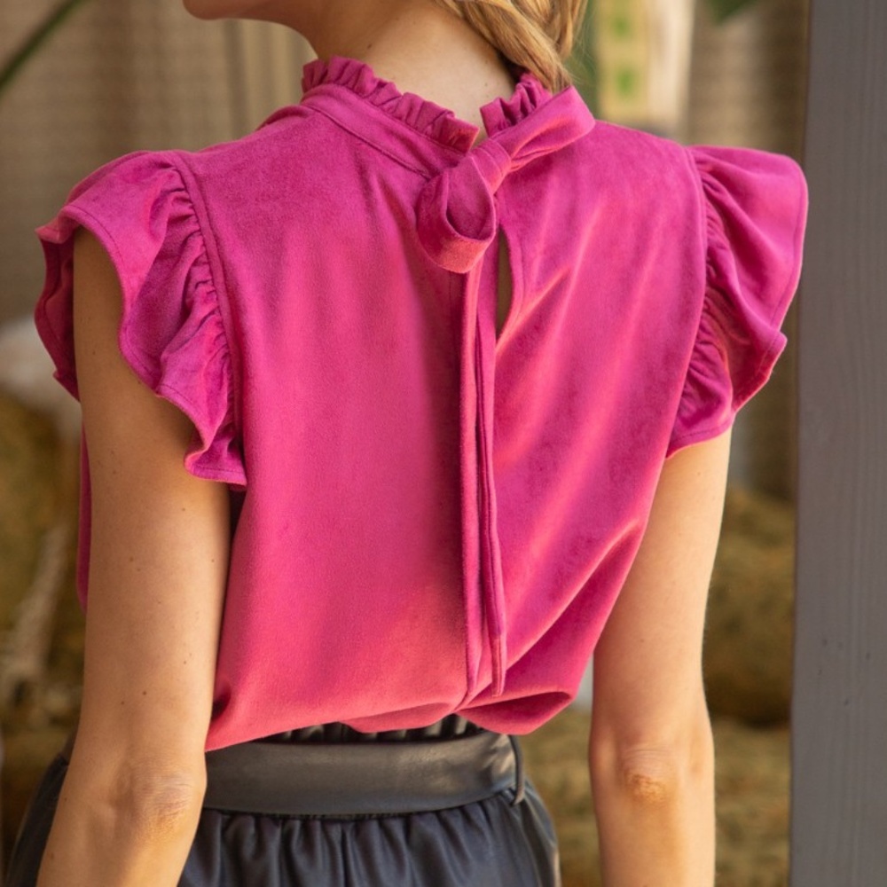 Daphne Suede Ruffle Top - Picture 3 of 3